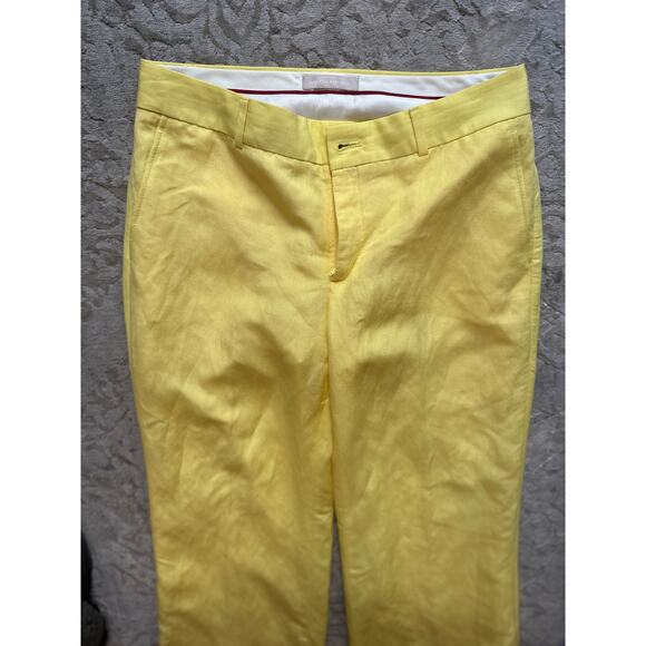 Banana Republic Collection Women’s Linen Blend Pants Yellow Wide Leg Size 6/8 - Picture 2 of 8